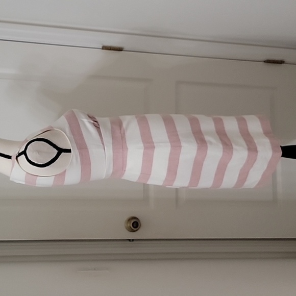 J Crew Size 0 Faded Red Ivory Striped Linen Blend Sleeveless Sheath Dress - Picture 6 of 13